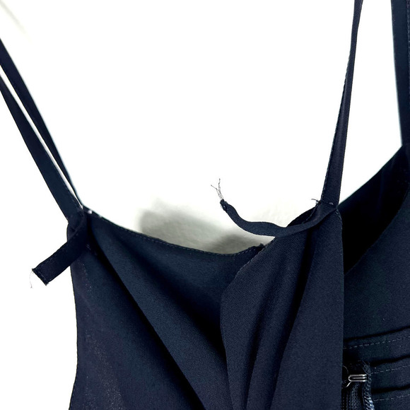 La Perla Vintage Mini Slip Dress Black White Stripe Pintuck Side Slit Spaghetti - Picture 8 of 8